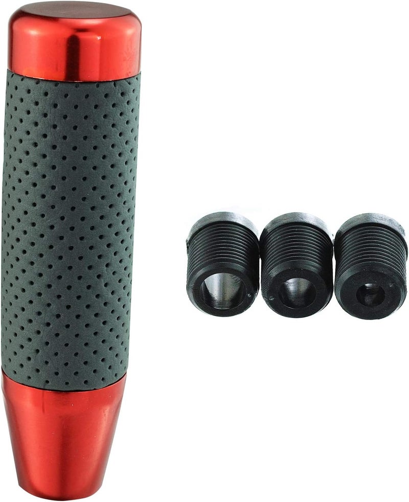 Abfer Weighted Shift Knob Leather Car Gear Stick Shifter Handle Adapter Short Shifting Lever Knobs for Most Vehicle Trucks, Red - Image 4